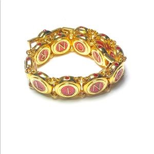 Camrose & Kross JBK Gold Tone Red Enamel Bracelet